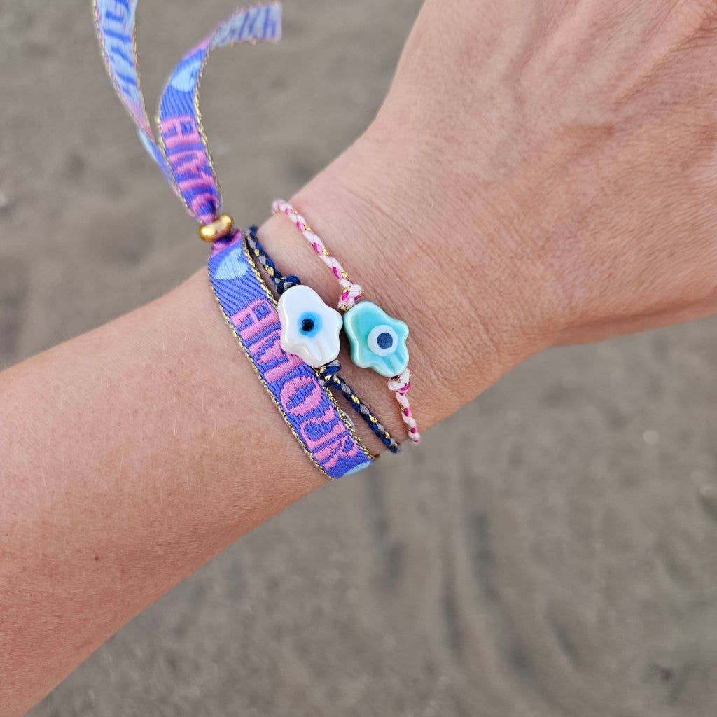 HVID HAMSAHÅND Charm Armbånd