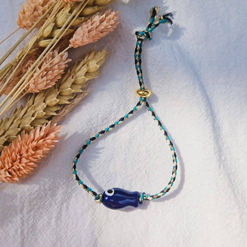 MØRKEBLÅ FISK Charm Armbånd