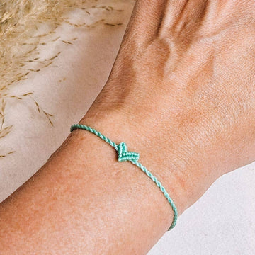 MINI GRØNT HJERTE Flettet Armbånd
