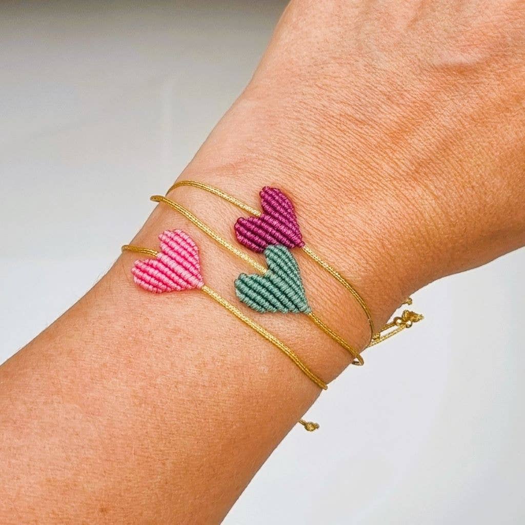 PINK HJERTE Flettet Armbånd