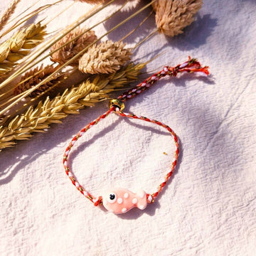 PINK PRIKKET FISK Charm Armbånd