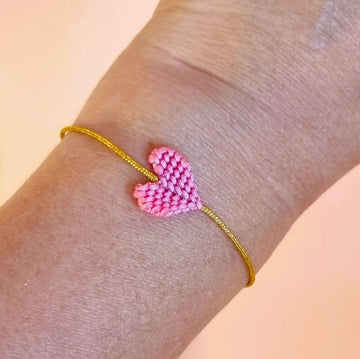 PINK HJERTE Flettet Armbånd