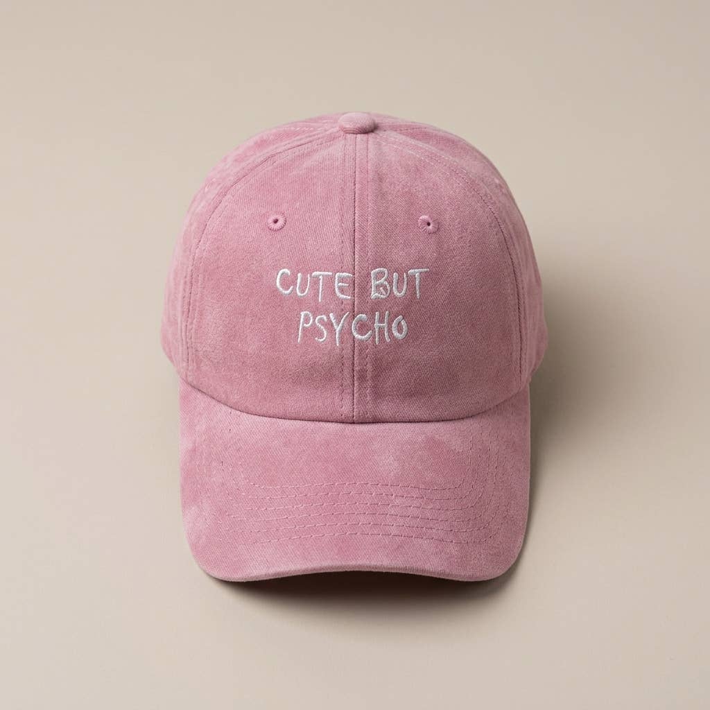 CUTE BUT PSYCHO Pink Broderet Kasket