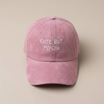 CUTE BUT PSYCHO Pink Broderet Kasket