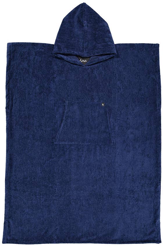MØRKEBLÅ Frotté Badeponcho. Mørkeblå badeponcho med hætte.