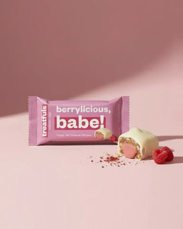 BERRYLICIOUS BABE Hvid Chokoladebar med Hindbærfyld