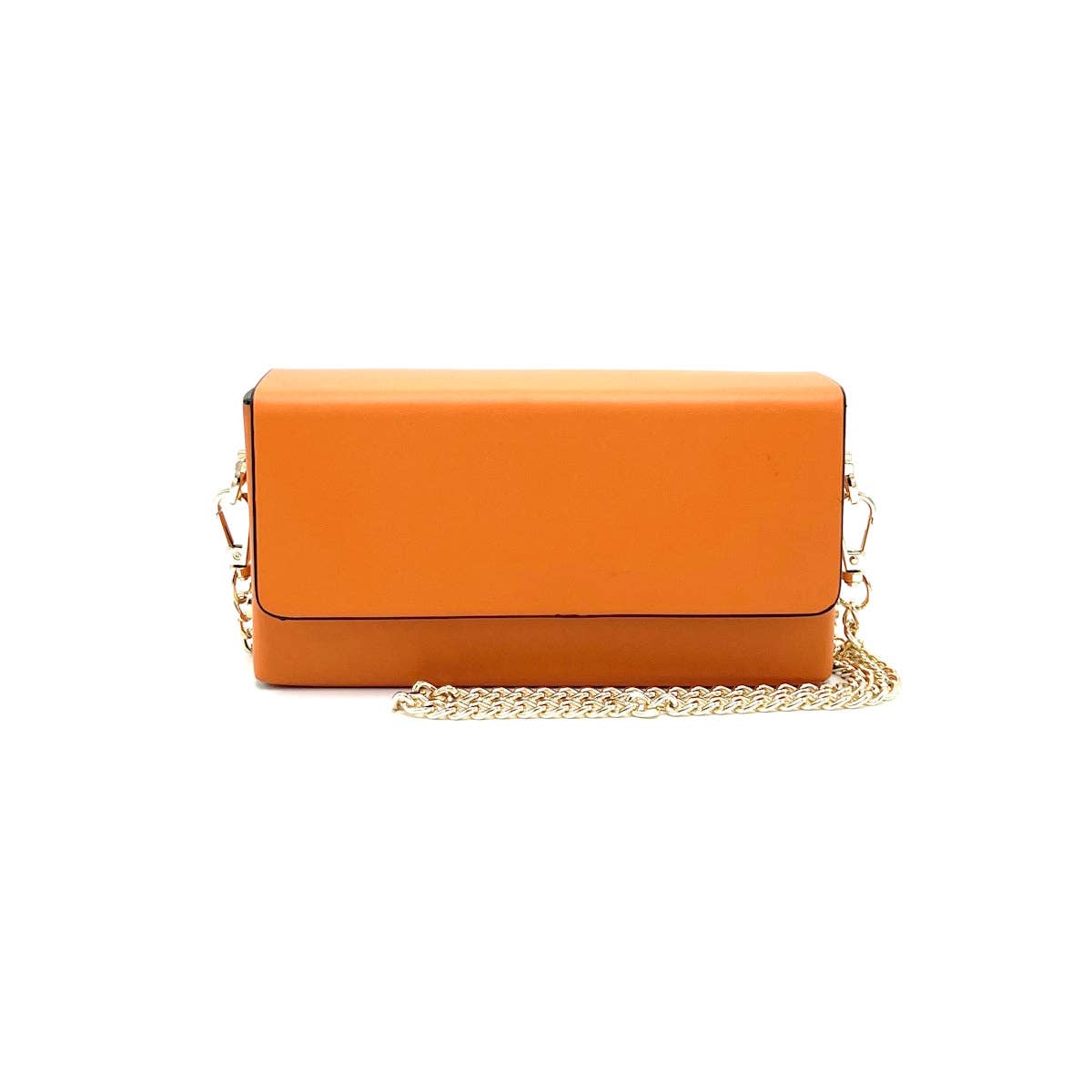 ORANGE Miniclutch i Læder med Kæde. Orange miniclutch med kæderem.