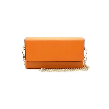 ORANGE Miniclutch i Læder med Kæde. Orange miniclutch med kæderem.