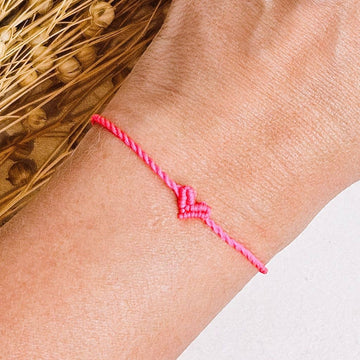 MINI PINK HJERTE Flettet Armbånd