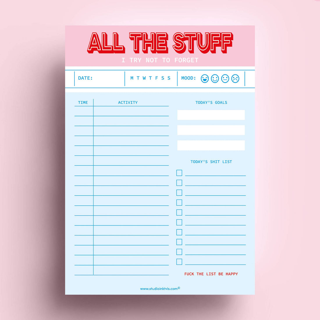 ALL THE STUFF I TRY NOT TO FORGET notesblok A5