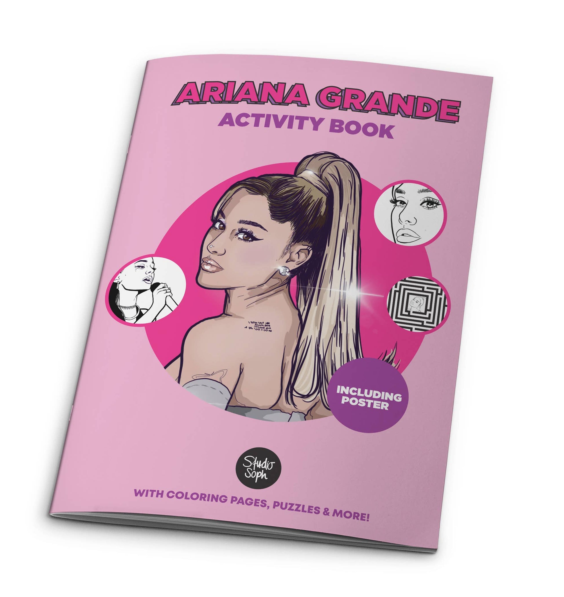 Ariana Grande aktivitets- og malebog A5 med farvelægning