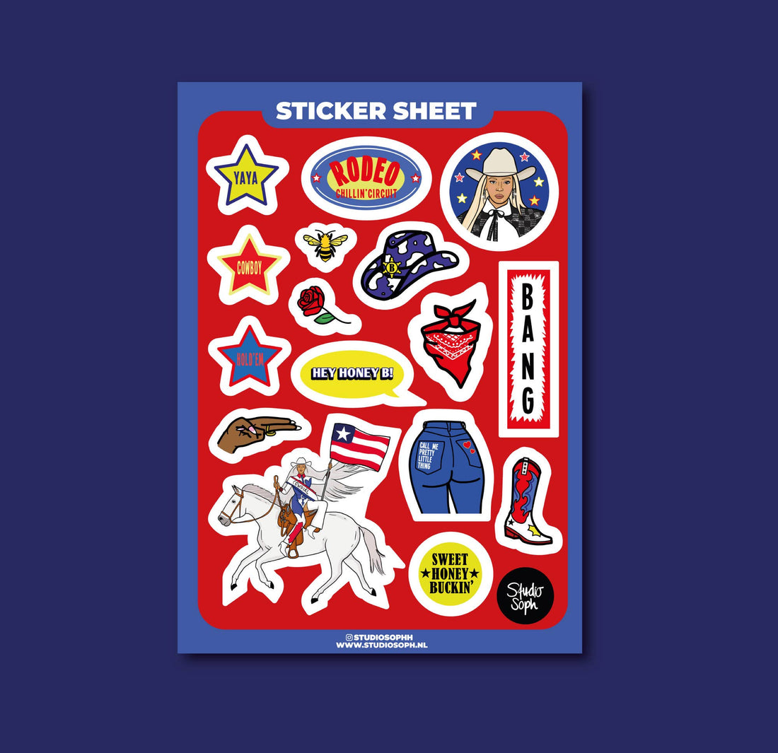 Beyoncé Cowboy Carter klistermærkeark A5