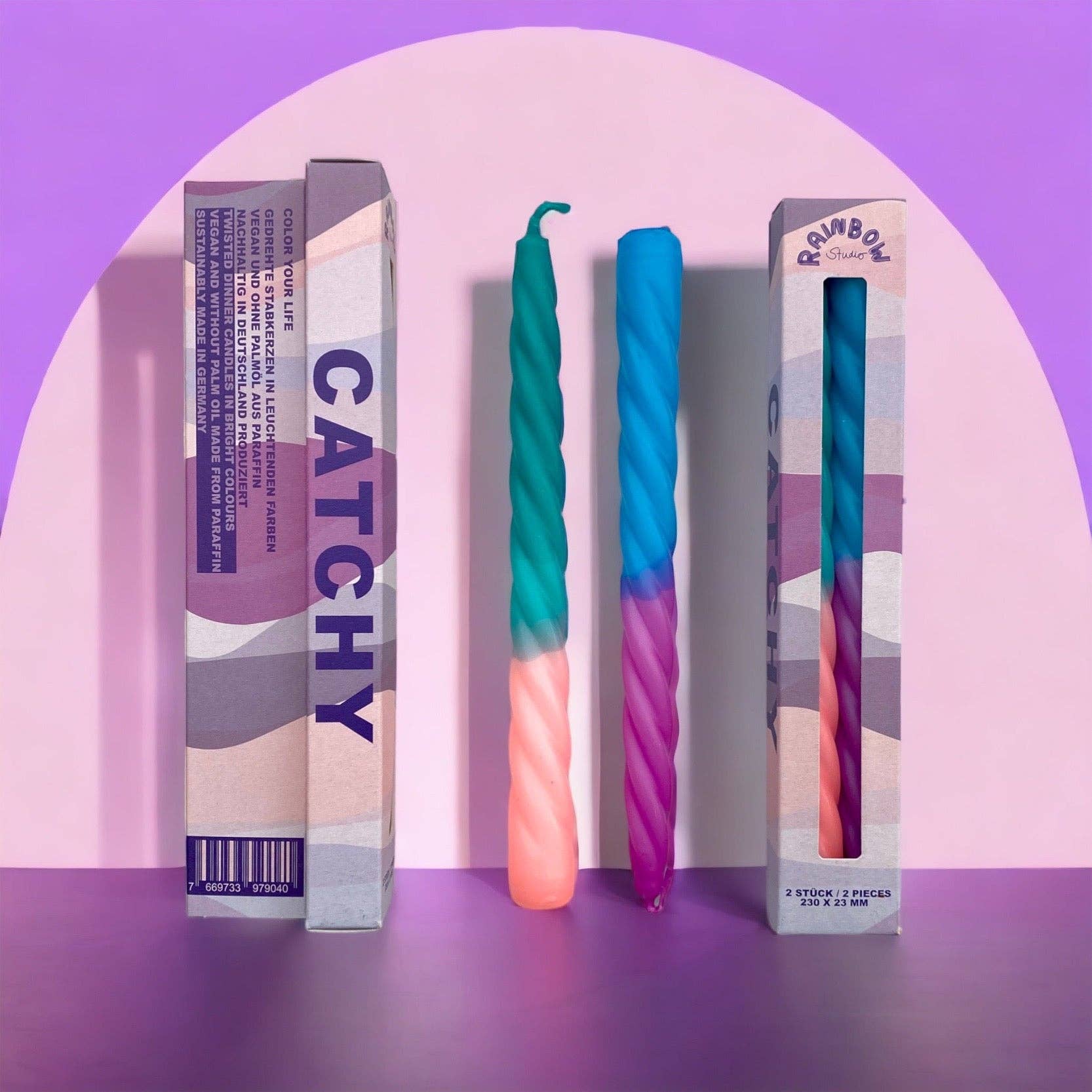 CATCHY Lilla & Blå Snoede Stearinlys