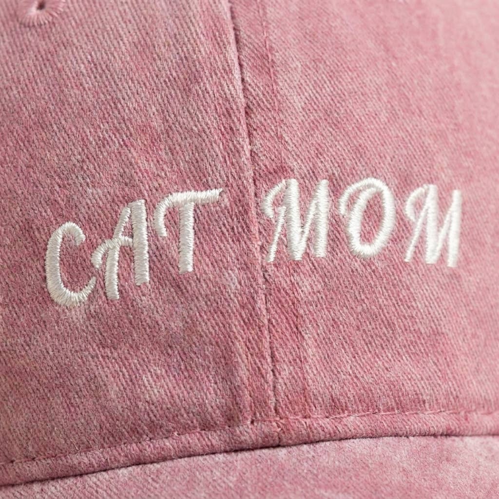 CAT MOM Pink Broderet Kasket i økologisk bomuld