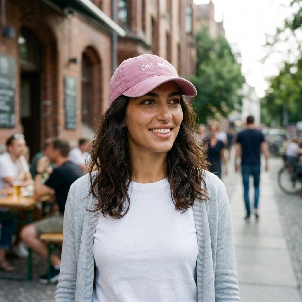 CAT MOM Pink Broderet Kasket til katteelsker