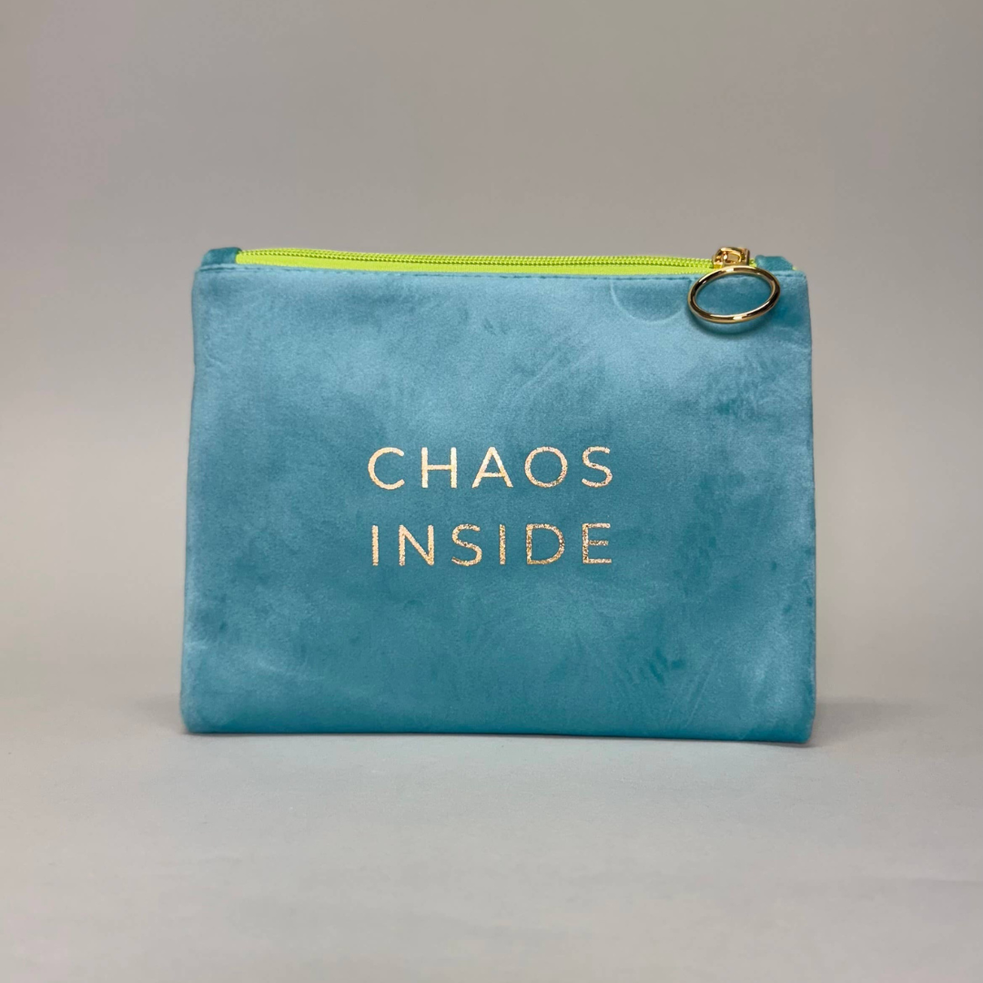 CHAOS INSIDE blå velour Makeuptaske