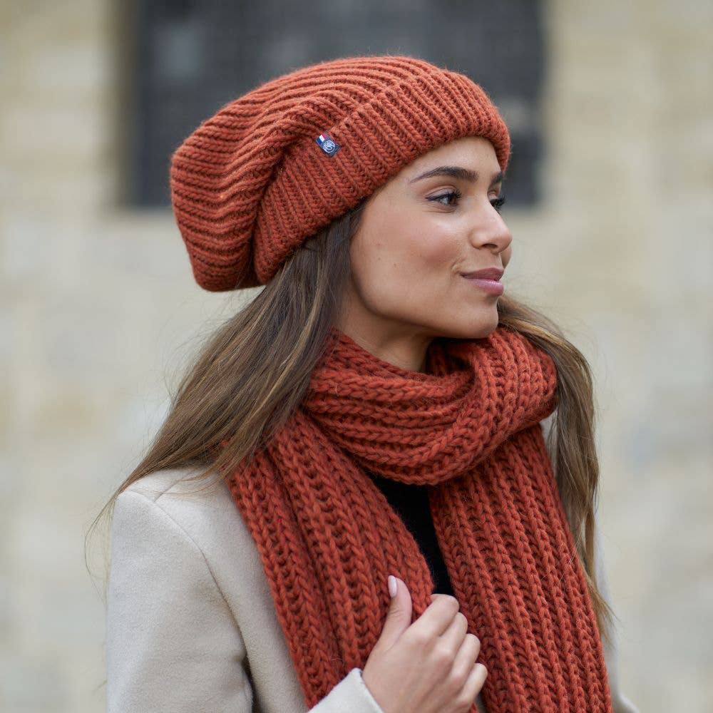 COLOMBE Beanie Damehue af uld strikket i Frankrig