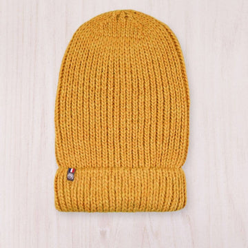 COLOMBE Gul Beanie Damehue i strikket uld og alpaca