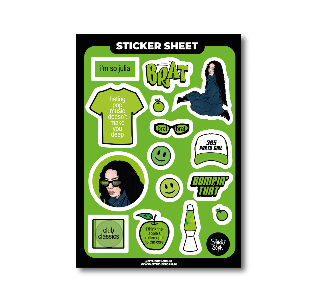 Charli xcx BRAT klistermærkeark A5