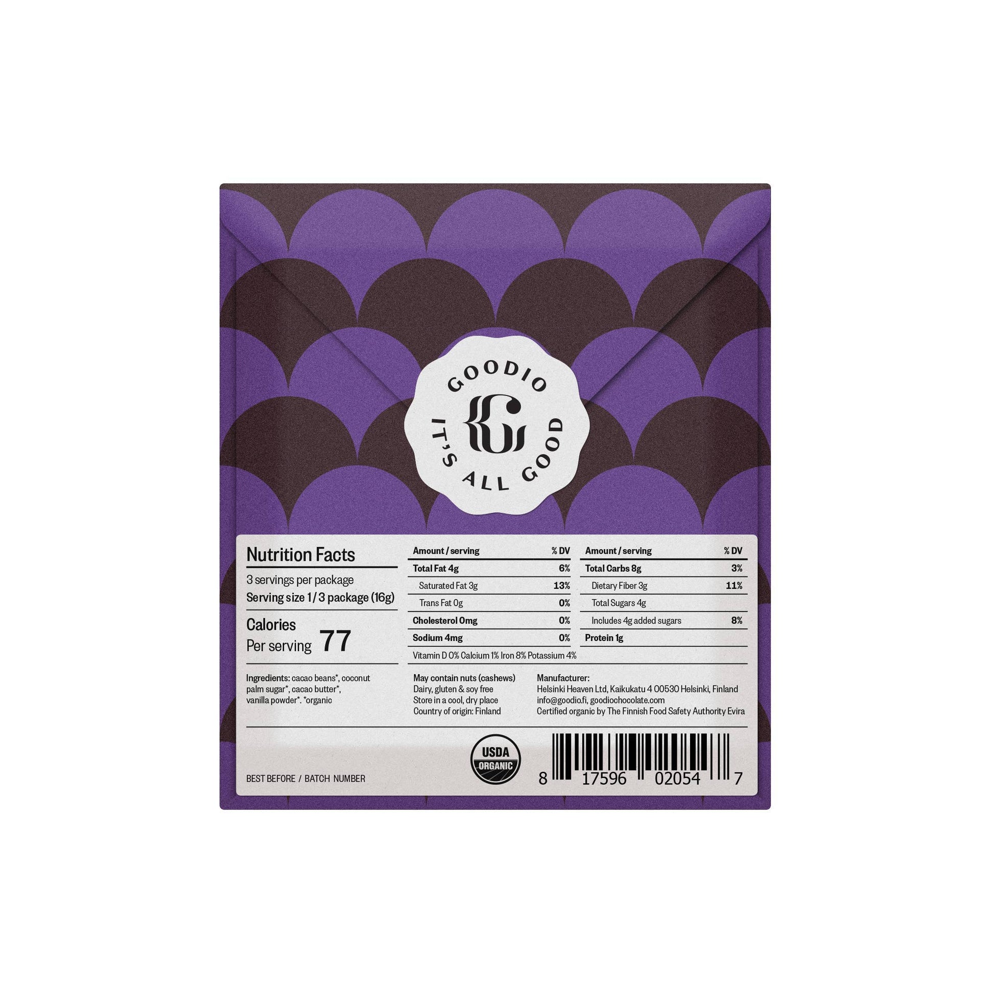 DARK Økologisk Mørk Chokolade 71% vegansk