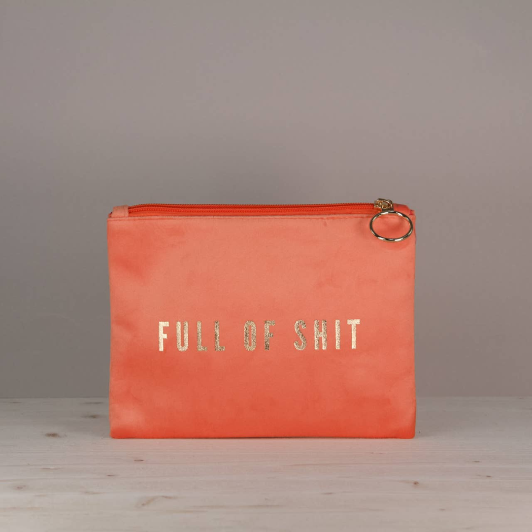 Full of shit makeuptaske i orange velour holdt