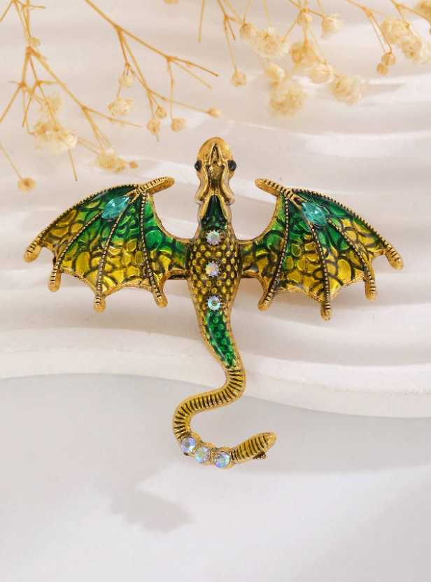 GRØN GULD DRAGE Broche