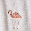 Gæstehåndklæde i blød frotté med pink flamingo