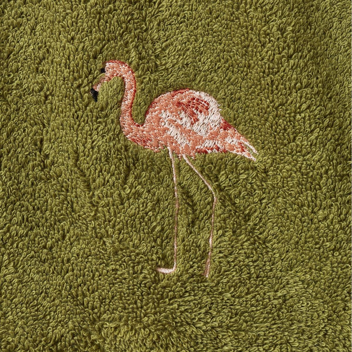 Gæstehåndklæde med pink flamingo broderi
