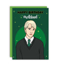 HAPPY BIRTHDAY MUDBLOOD Draco Malfoy Fødselsdagskort i Slytherin grøn