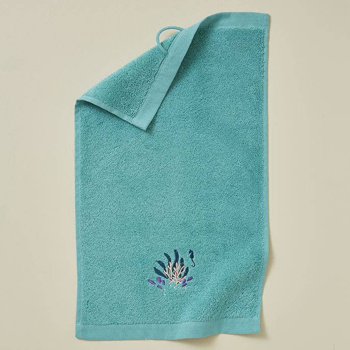 HAVET blåt gæstehåndklæde 30x50 med maritimt motiv