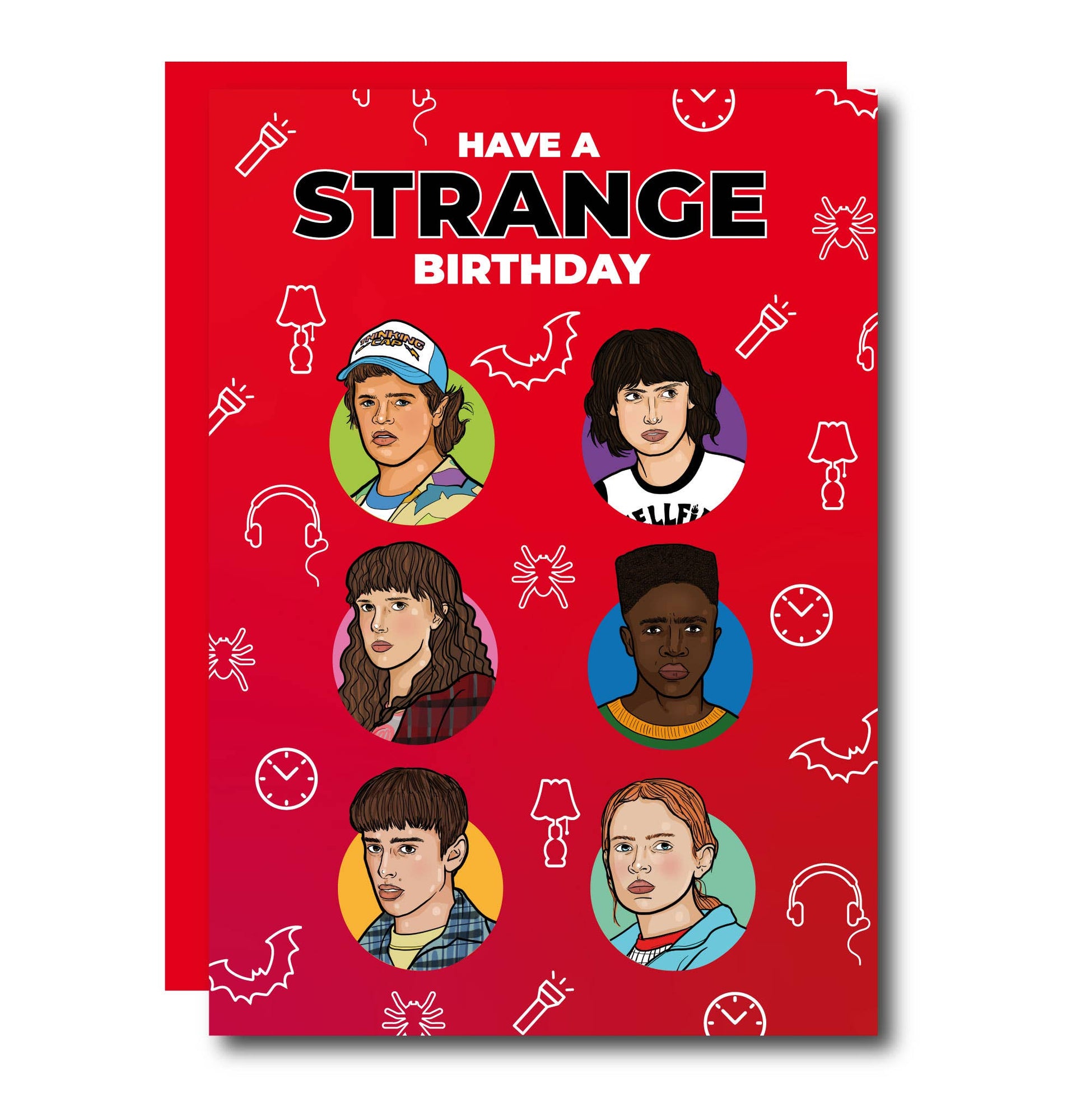 HAVE A STRANGE BIRTHDAY Stranger Things Fødselsdagskort med konvolut