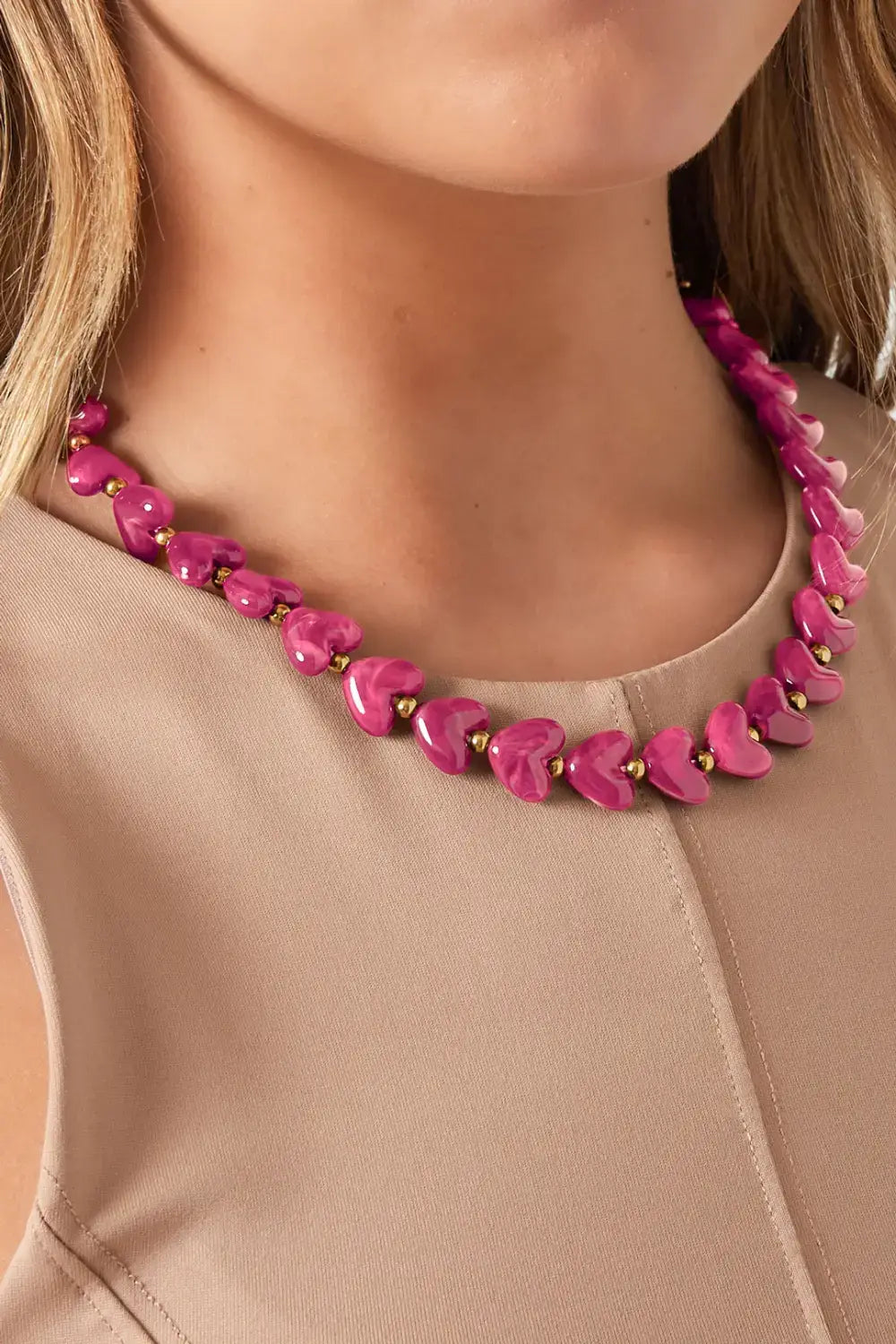 HOT PINK HJERTE Halskæde