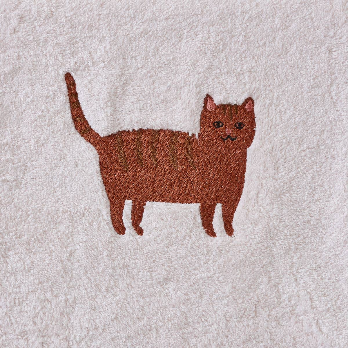 Håndklæde 50x100 cm med broderet kat