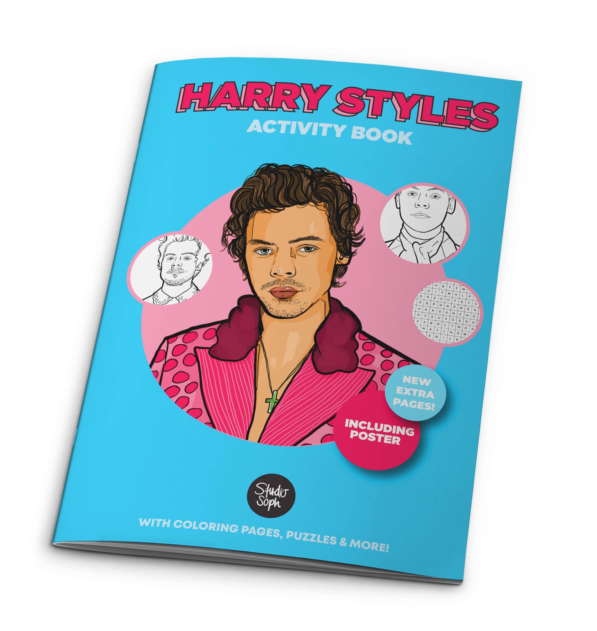Harry Styles aktivitets- og malebog A5 med farvelægning