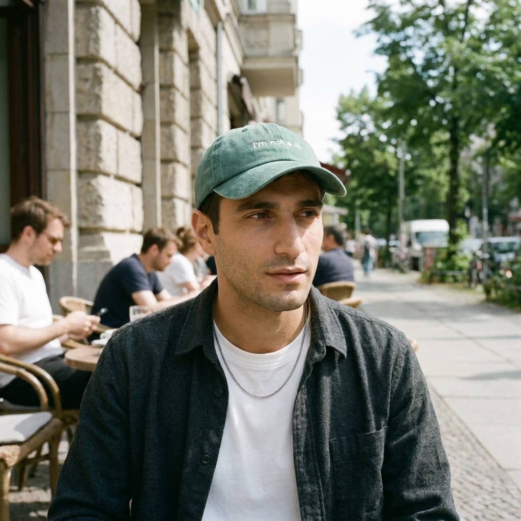 I'M NOT A DJ Grøn Broderet Kasket med hvid tekst