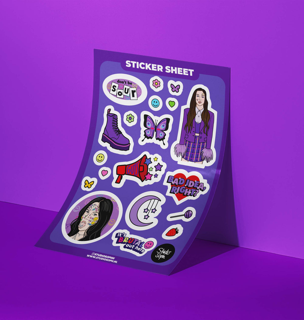 SOUR Olivia Rodrigo A5 Klistermærkeark, produktfoto 3