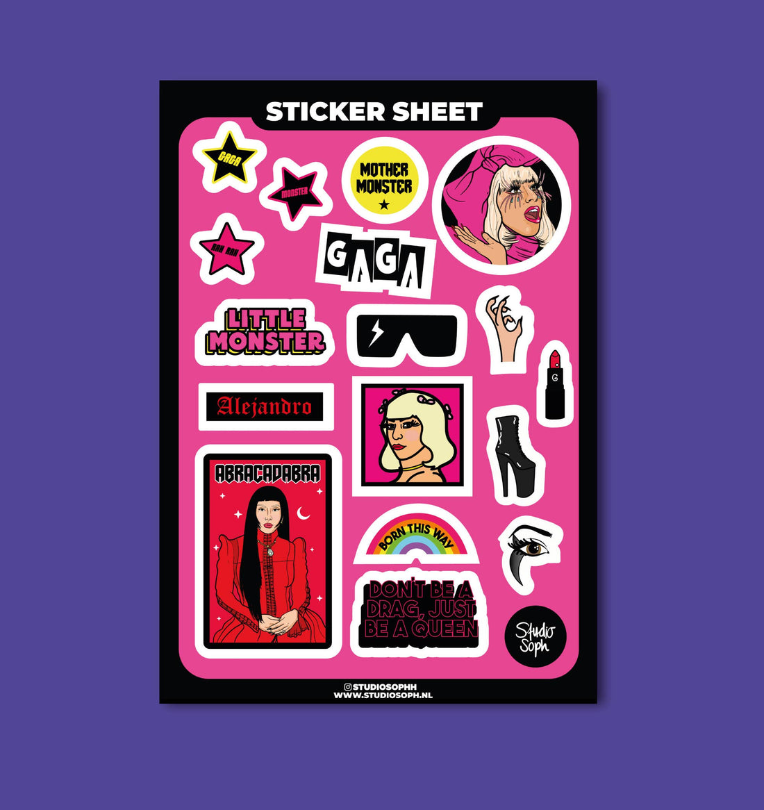 Lady Gaga Mother Monster klistermærkeark A5