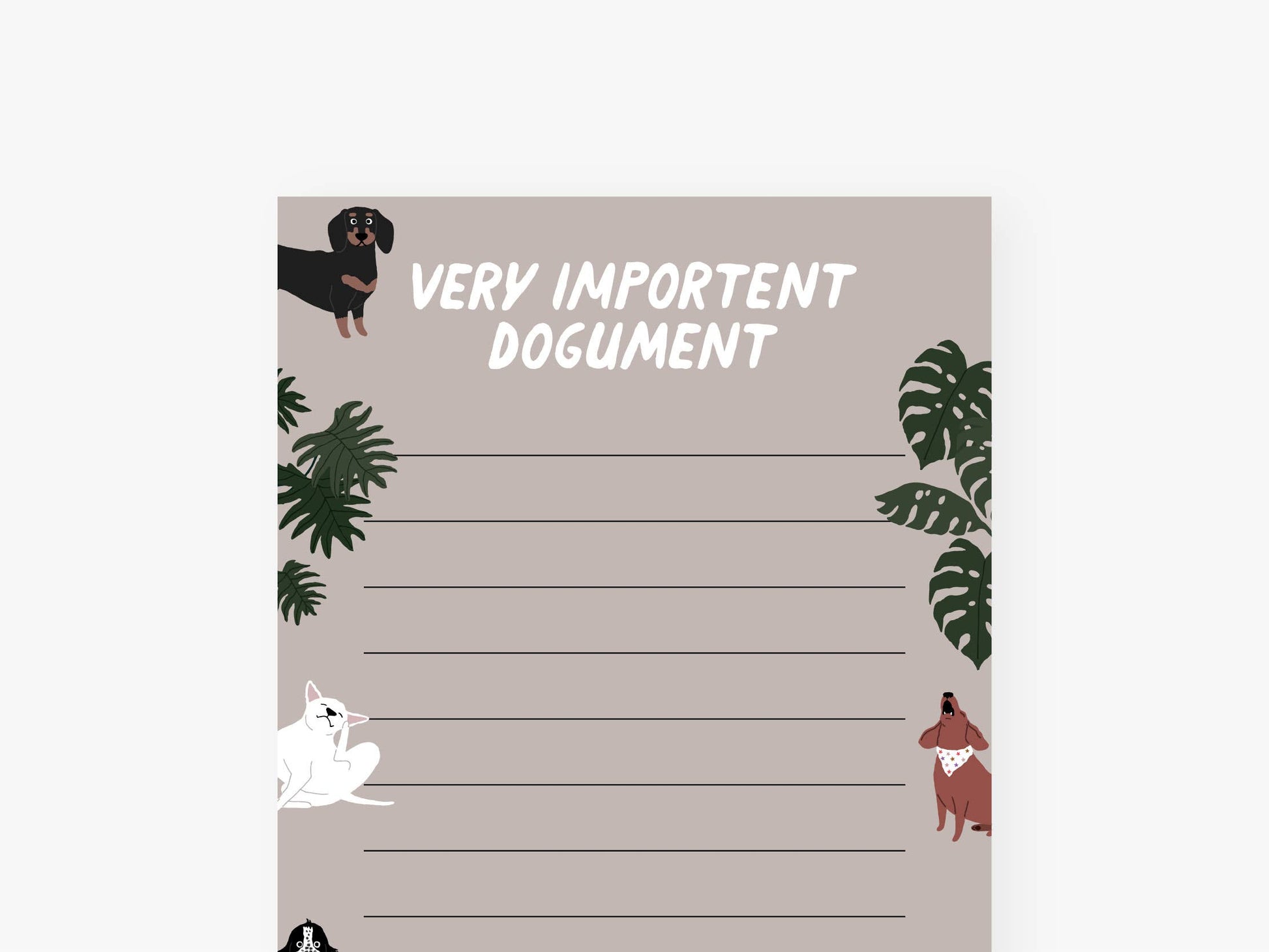 Lang notesblok med hunde