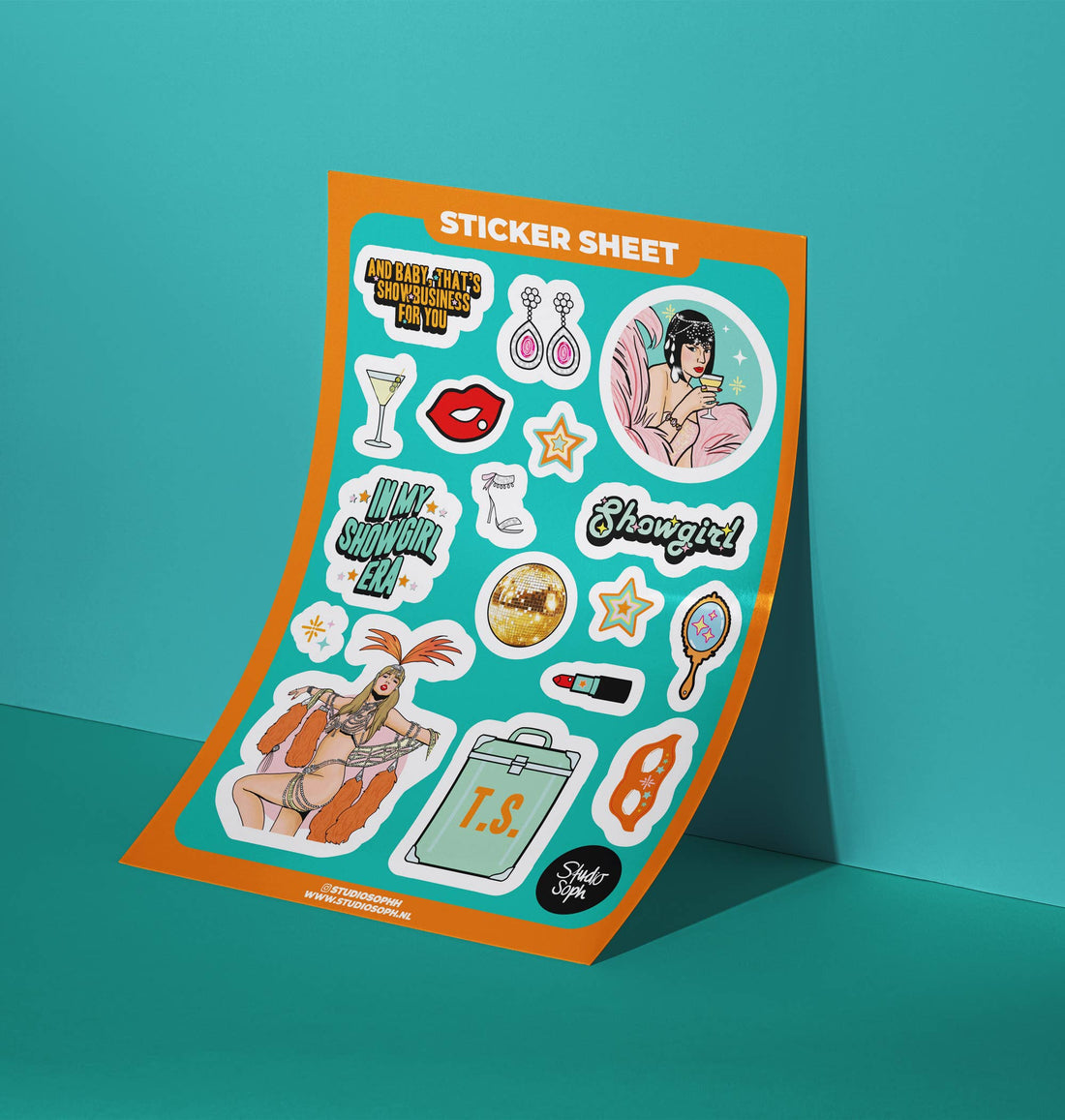 Life Of A Showgirl klistermærkeark A5 til Swifties