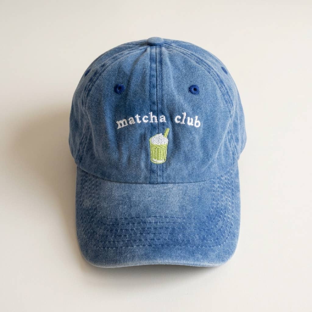 MATCHA CLUB Blå Broderet kasket