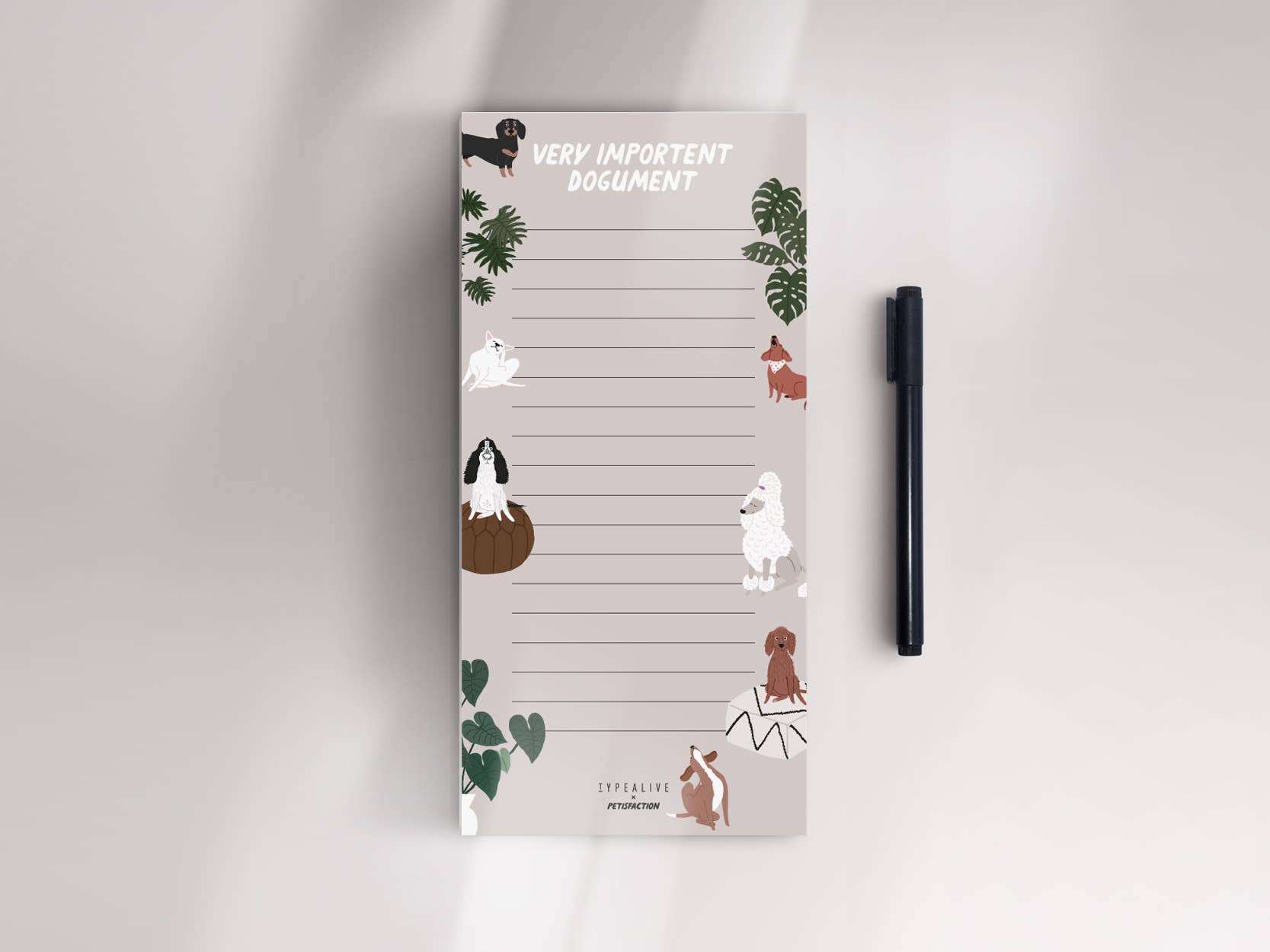 Notesblok med hundeillustrationer