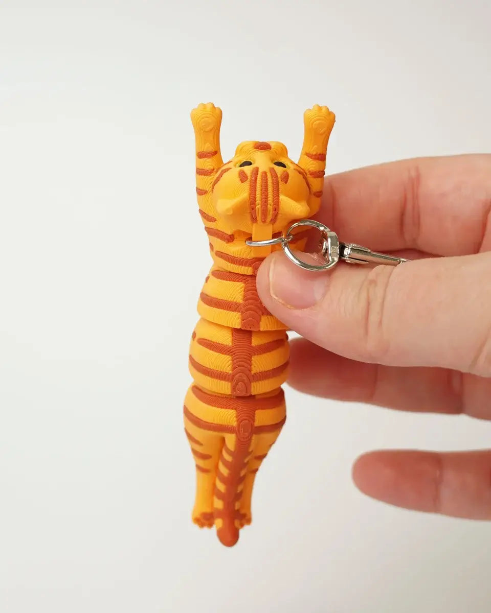 ORANGESTRIBET KAT Antistress Nøglering 3D Fidget