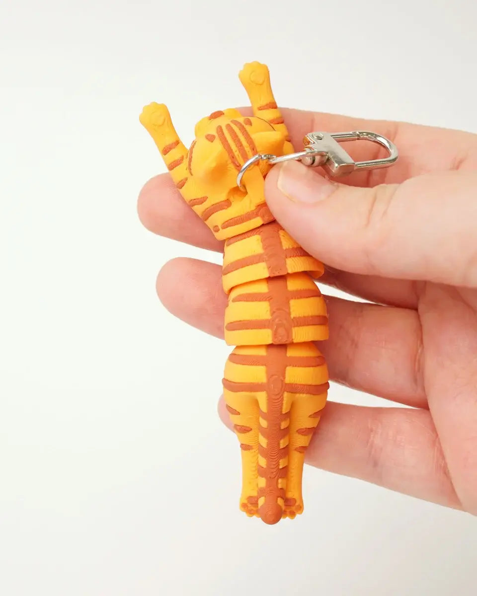 ORANGESTRIBET KAT Antistress Nøglering Fidget