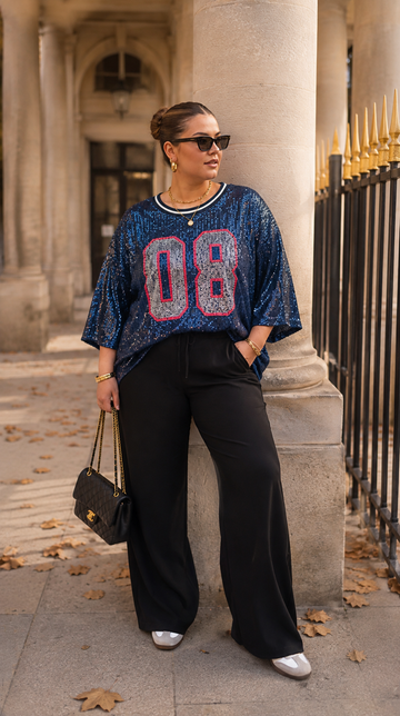 OVERSIZED 08 MARINEBLÅ Paliet Top