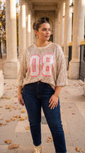 OVERSIZED 08 SØLV Paliet Top str 42 til 48