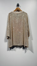 OVERSIZED 08 SØLV Paliet Top str 42 til 48 plus size