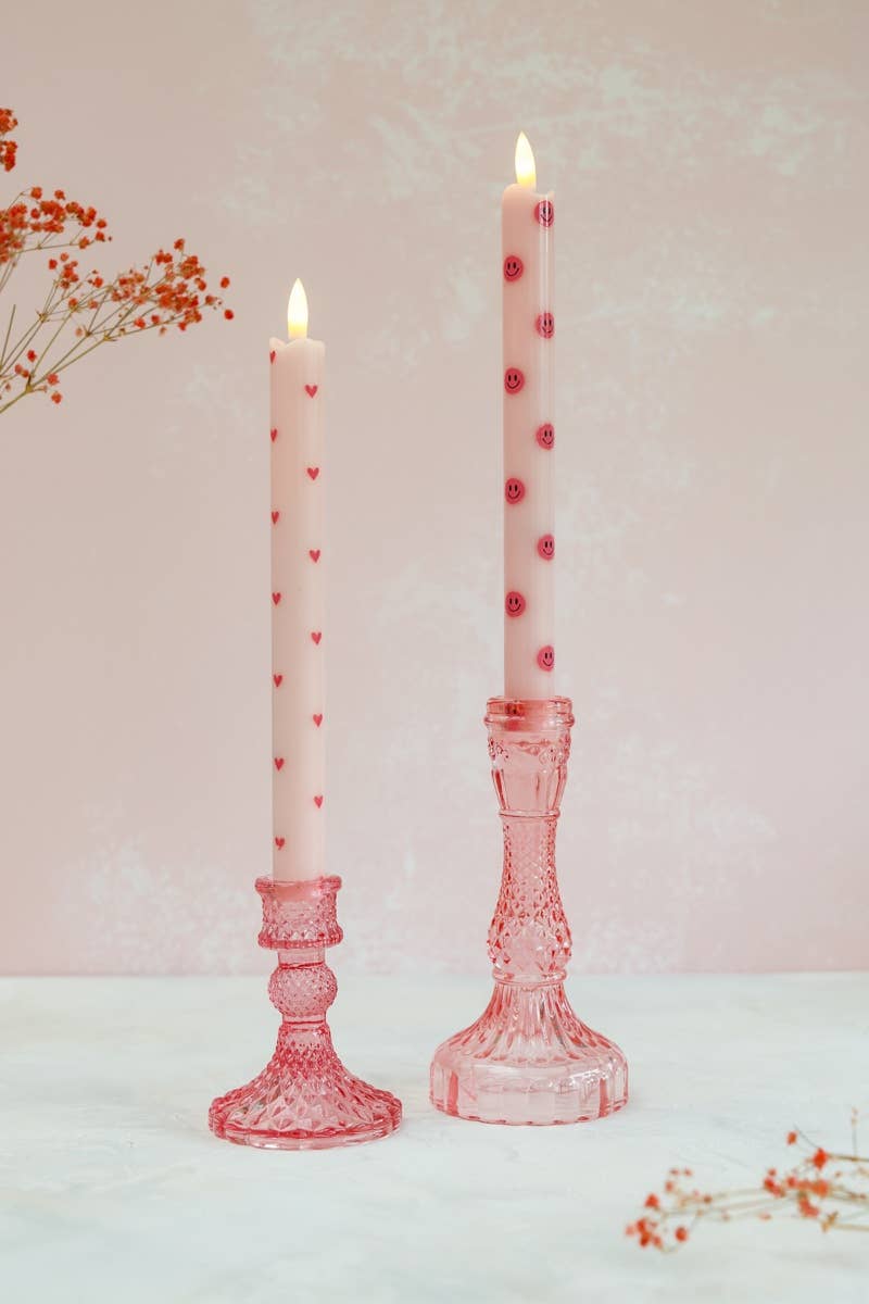 PINK HJERTE LED Stearinlys