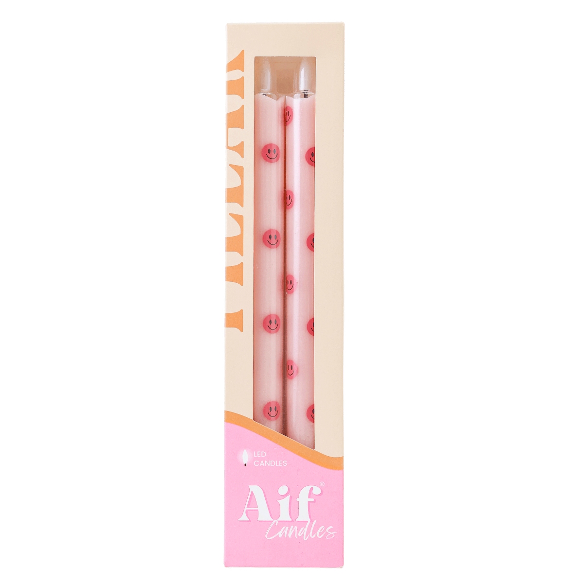 PINK SMILEY LED Vokslys stearinlys