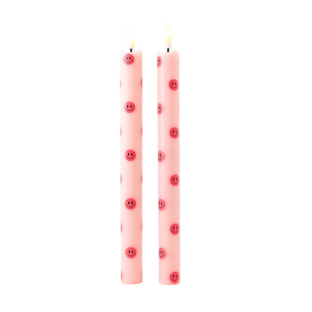 PINK SMILEY LED Vokslys stearinlys som gave