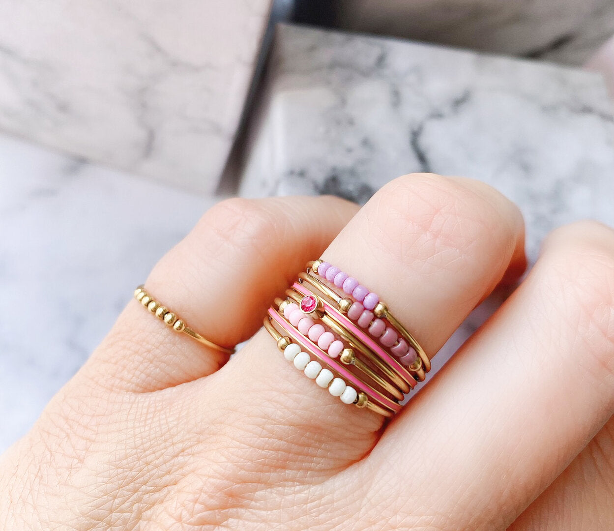 Pink Guldbelagt Antistress Ring til ADHD